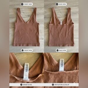 Nikibiki Women's Tan Ribbed V-Neck Tank Top